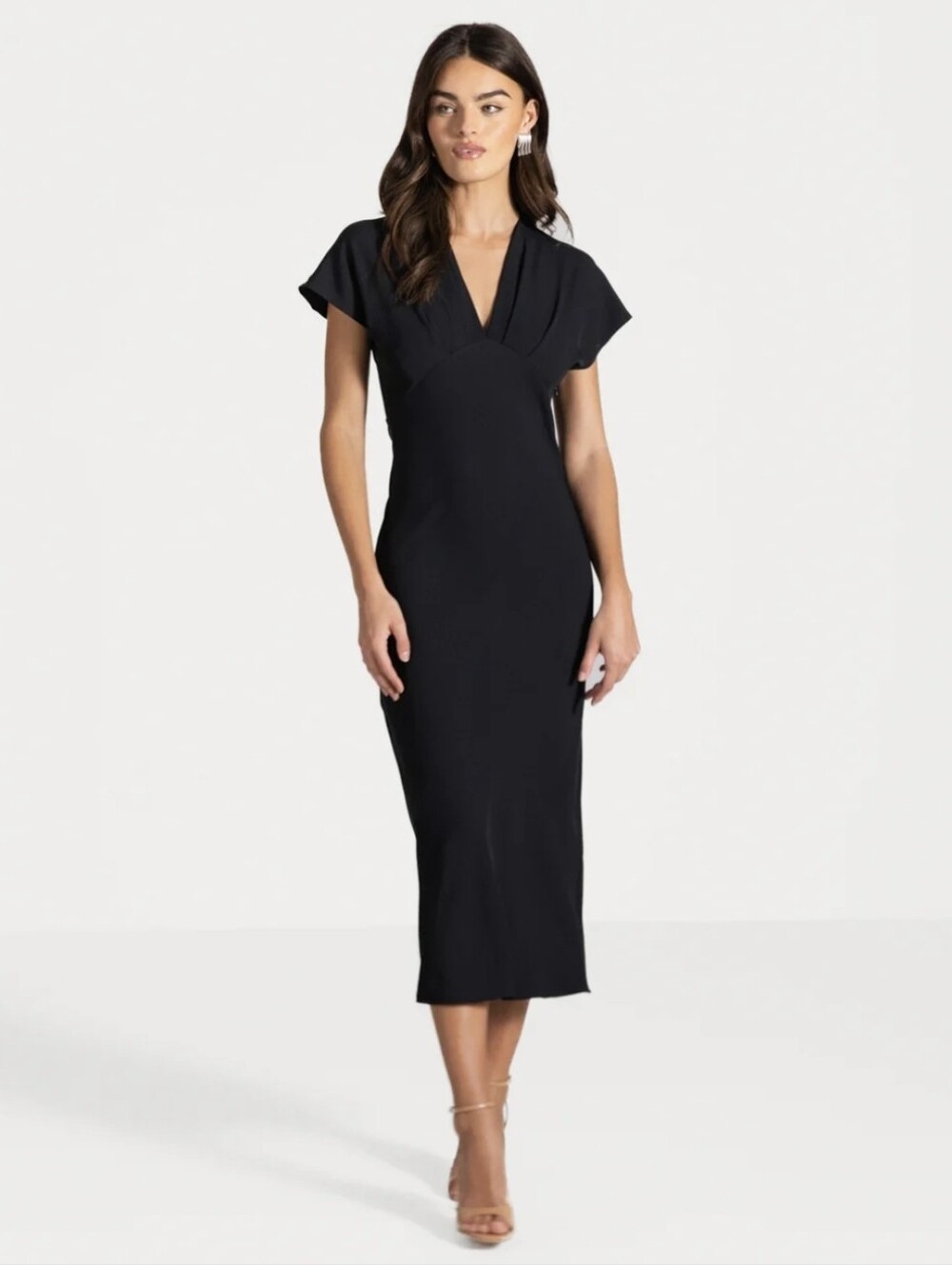 Jaki Juliette V-neck Midi Dress In Navy Blue